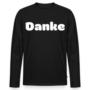 Danke - Männer Premium Bio Langarmshirt - Schwarz - Vorne - Nico (187cm)