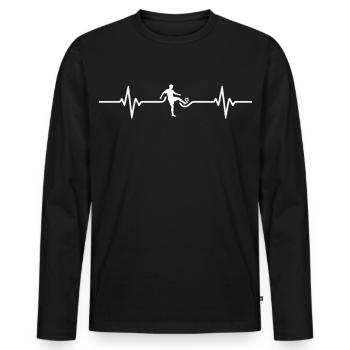 Soccer Heartbeat Line Art - Men's Premium Organic Long Sleeve Shirt - black - Front - Nico (187cm)