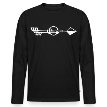 Strange white arrow - Men's Premium Organic Long Sleeve Shirt - black - Front - Nico (187cm)