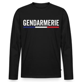 Gendarmerie France Detailed Emblem - Men's Premium Organic Long Sleeve Shirt - black - Front - Nico (187cm)