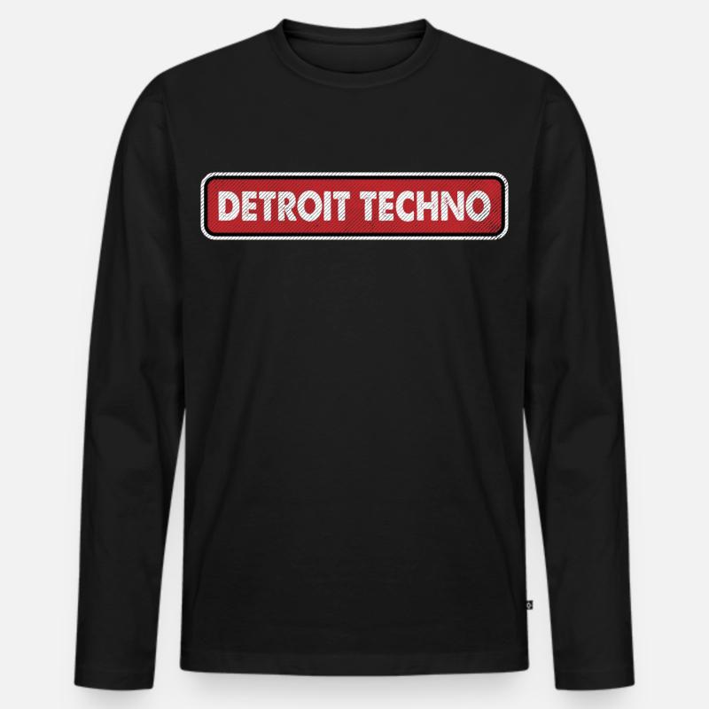 Detroit Techno Retro Logo - Männer Premium Bio Langarmshirt - Schwarz