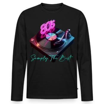 Années 80 - T-shirt manches longues Premium bio Homme - noir - Devant - Nico (187cm)