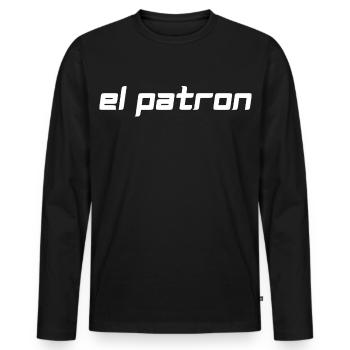 El Patron – Latino Style Print - Men's Premium Organic Long Sleeve Shirt - black - Front - Nico (187cm)