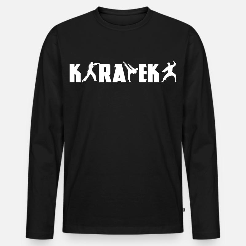 Lustige Karateka - Männer Premium Bio Langarmshirt - Schwarz