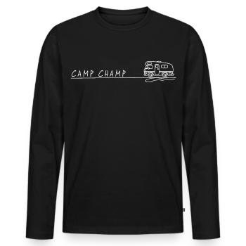 wohnmobil camp champ spruch camping - Männer Premium Bio Langarmshirt - Schwarz - Vorne - Nico (187cm)