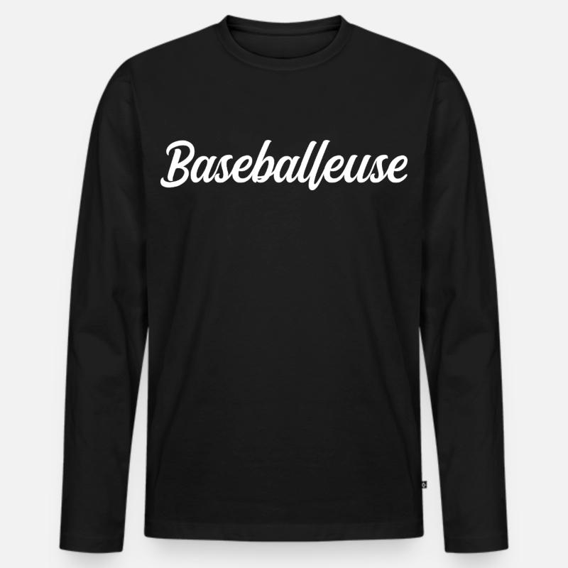 Baseballspieler - Männer Premium Bio Langarmshirt - Schwarz