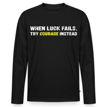 Courage Over Luck Typographie - T-shirt manches longues Premium bio Homme - noir - Devant - Nico (187cm)