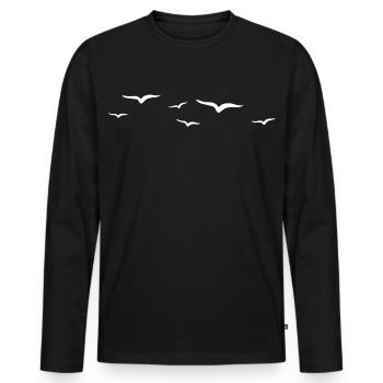 Abstract Flying Bird Illustration - Men's Premium Organic Long Sleeve Shirt - black - Front - Nico (187cm)