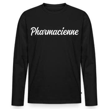Pharmacienne Santé Médicaments Officine Préparatio - T-shirt manches longues Premium bio Homme - noir - Devant - Nico (187cm)
