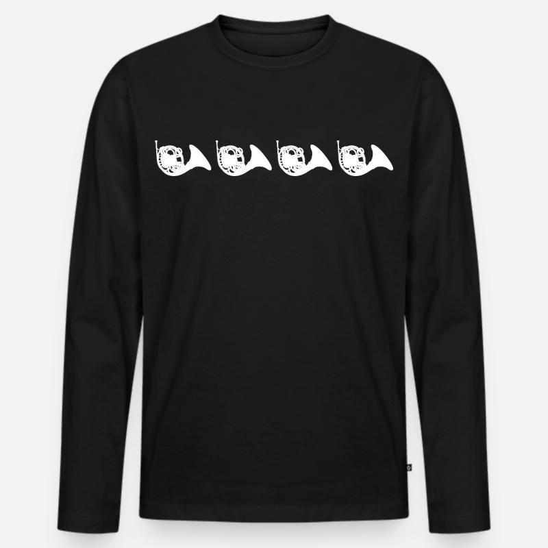 Retro Waldhörner - Männer Premium Bio Langarmshirt - Schwarz