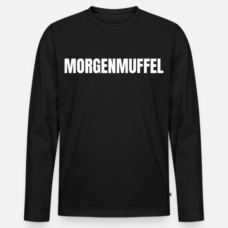 MORGENMUFFEL WEISS - Männer Premium Bio Langarmshirt - Schwarz