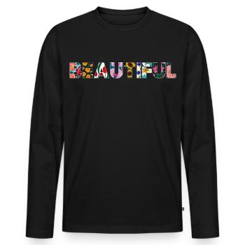 Blooming Beautiful - Men's Premium Organic Long Sleeve Shirt - black - Front - Nico (187cm)