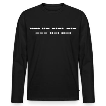 F*** Off In Morse Code - Men's Premium Organic Long Sleeve Shirt - black - Front - Nico (187cm)