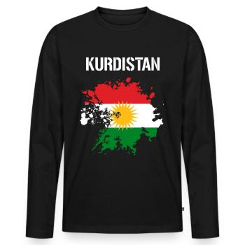 Kurdistan Flag,Kurdistan,Syria,Iraq,Iran,Flag - Men's Premium Organic Long Sleeve Shirt - black - Front - Nico (187cm)