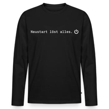 Neustart löst alles Lustiges Gamer IT Motiv - Männer Premium Bio Langarmshirt - Schwarz - Vorne - Nico (187cm)