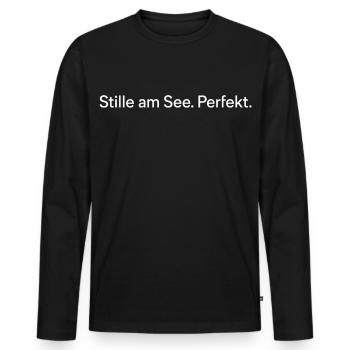 Stille am See Perfekt Spruch für Angler & Fischer - Männer Premium Bio Langarmshirt - Schwarz - Vorne - Nico (187cm)
