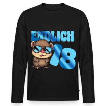 Adult Teen 18th Birthday Age - Otter - Men's Premium Organic Long Sleeve Shirt - black - Front - Nico (187cm)