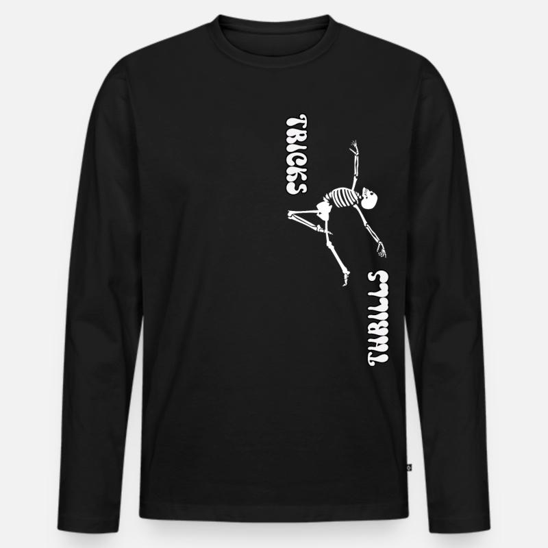 TRICKS ODER NERVENKITZEL, HALLOWEEN-SKELETTTANZ - Männer Premium Bio Langarmshirt - Schwarz