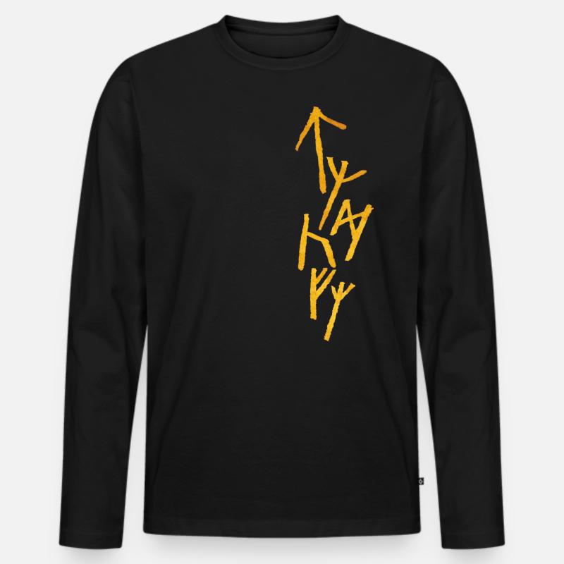 Runen - Männer Premium Bio Langarmshirt - Schwarz