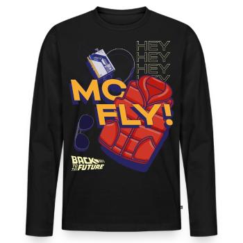 Retour Vers Le Futur Starter Kit McFly! - T-shirt manches longues Premium bio Homme - noir - Devant - Nico (187cm)