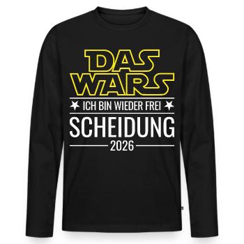 Scheidung 2026 - Das wars - Ich bin wieder frei - Männer Premium Bio Langarmshirt - Schwarz - Vorne - Nico (187cm)