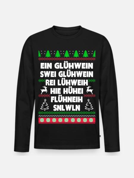 Glühwein - Männer Premium Bio Langarmshirt - Schwarz