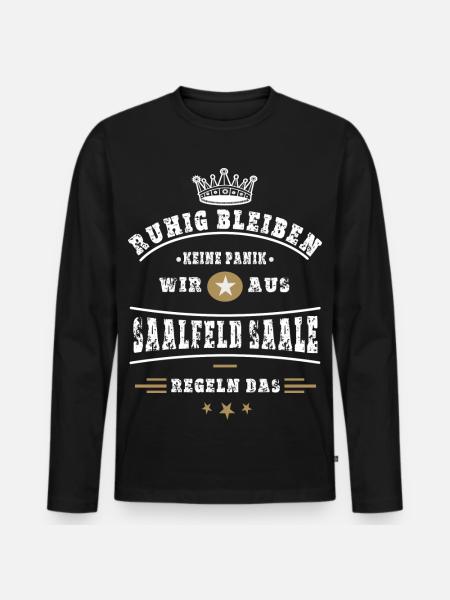 Saalfeld, Thüringen - Männer Premium Bio Langarmshirt - Schwarz