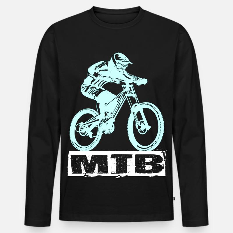MTB Fahrrad - Männer Premium Bio Langarmshirt - Schwarz