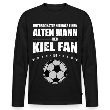 Alter Mann - Kiel Fan | Retro Vintage Design - Männer Premium Bio Langarmshirt - Schwarz - Vorne - Nico (187cm)