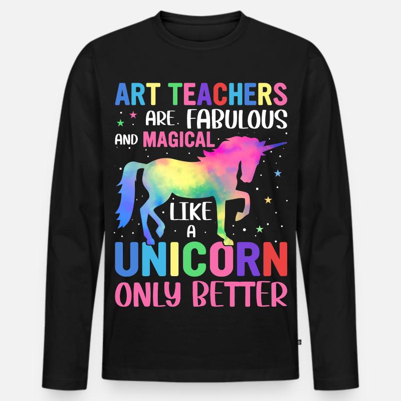 Bunte Einhorn-Kunst, die Lehrer lieben - Männer Premium Bio Langarmshirt - Schwarz