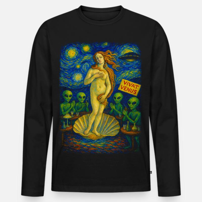 Vivat Venus Alien Gala UFO - Männer Premium Bio Langarmshirt - Schwarz