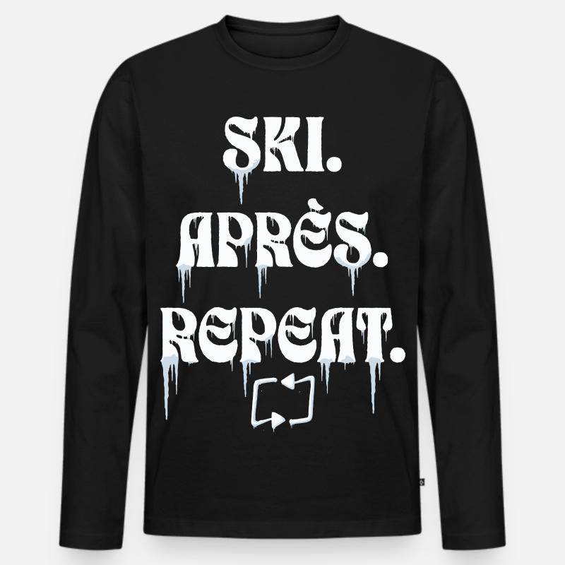 Ski Aprés Repeat - Männer Premium Bio Langarmshirt - Schwarz