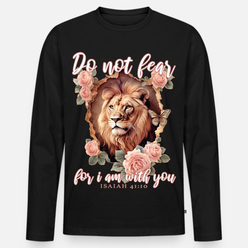 Löwe Bibelvers Christlich - Männer Premium Bio Langarmshirt - Schwarz