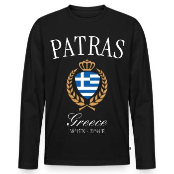 Couronne des armoiries de Patras en Grèce – Souvenir de voyage - T-shirt manches longues Premium bio Homme - noir - Devant - Nico (187cm)