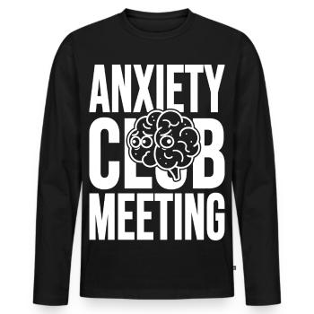 Anxiety Club Meeting with Brain - Men's Premium Organic Long Sleeve Shirt - black - Front - Nico (187cm)