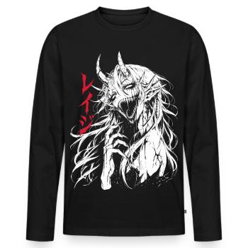 Fille Démoniaque Horreur Effrayante - T-shirt manches longues Premium bio Homme - noir - Devant - Nico (187cm)