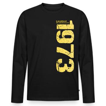 1973 Birthday Limited Edition Gold - Men's Premium Organic Long Sleeve Shirt - black - Front - Nico (187cm)