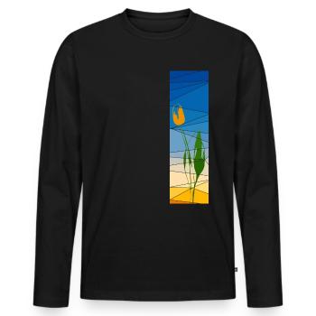 King's day tulip with sundown - Men's Premium Organic Long Sleeve Shirt - black - Front - Nico (187cm)