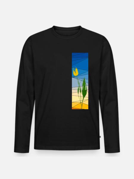 Tulip in cubic sundown - Men's Premium Organic Long Sleeve Shirt - black
