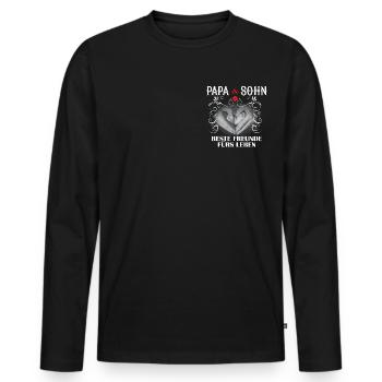 Vater Sohn Shirts / Vater Sohn Sprüche /Vater Sohn - Männer Premium Bio Langarmshirt - Schwarz - Vorne - Nico (187cm)