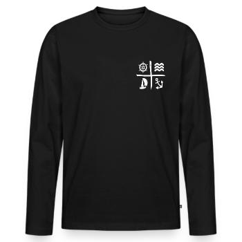 Sailing compass motif - Men's Premium Organic Long Sleeve Shirt - black - Front - Nico (187cm)