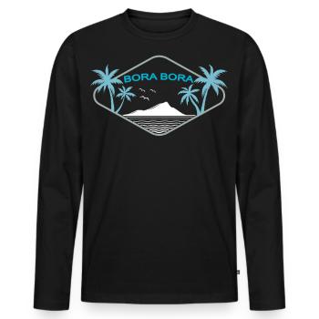 Bora Bora Palm Island Beach Vacation in Polynesia - Men's Premium Organic Long Sleeve Shirt - black - Front - Nico (187cm)