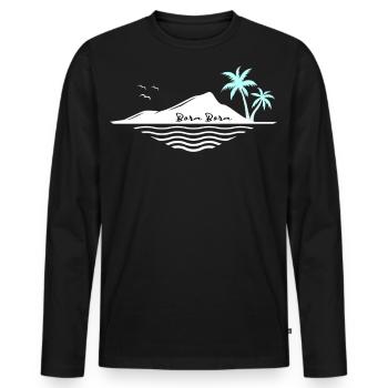 Île de Bora Bora Dream Beach Palmiers Mer Souvenir - T-shirt manches longues Premium bio Homme - noir - Devant - Nico (187cm)