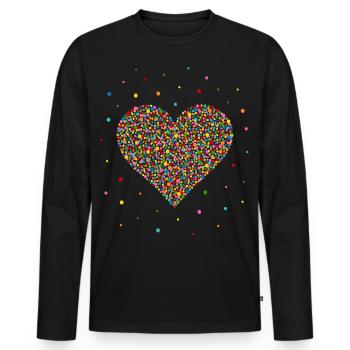 Confetti Heart - Men's Premium Organic Long Sleeve Shirt - black - Front - Nico (187cm)