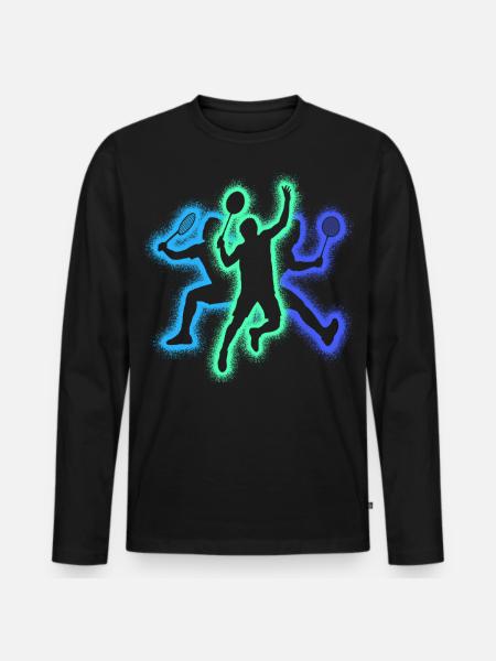 Badminton Badmintonspiller Silhuetter Badminton - Premium økologisk langærmet T-shirt til mænd - sort