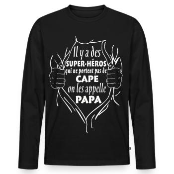 Super-Héros Cape Papa - T-shirt manches longues Premium bio Homme - noir - Devant - Nico (187cm)