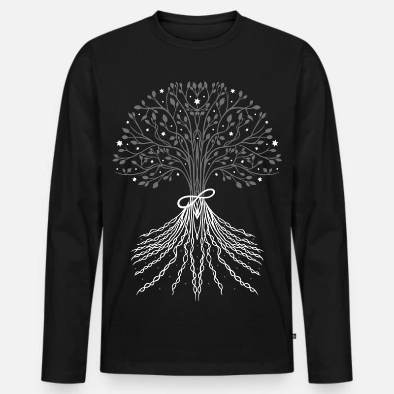 Baum des Lebens, Lebensbaum - Männer Premium Bio Langarmshirt - Schwarz