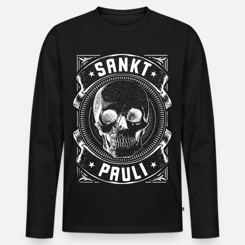 St. Pauli / Sankt Pauli / Hamburg - Männer Premium Bio Langarmshirt - Schwarz