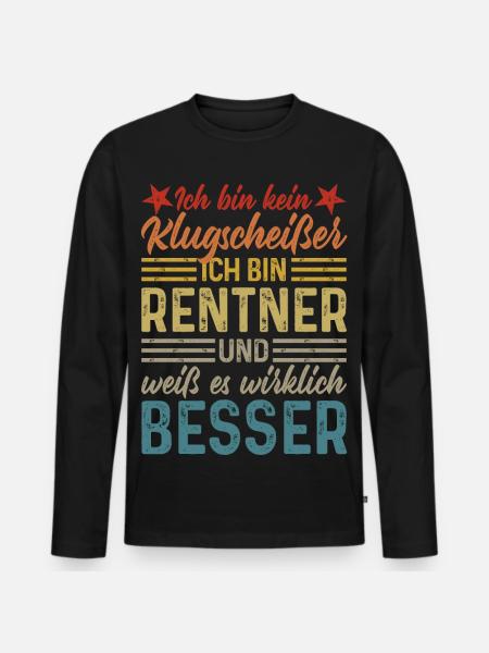 Rentner Klugscheißer - Männer Premium Bio Langarmshirt - Schwarz
