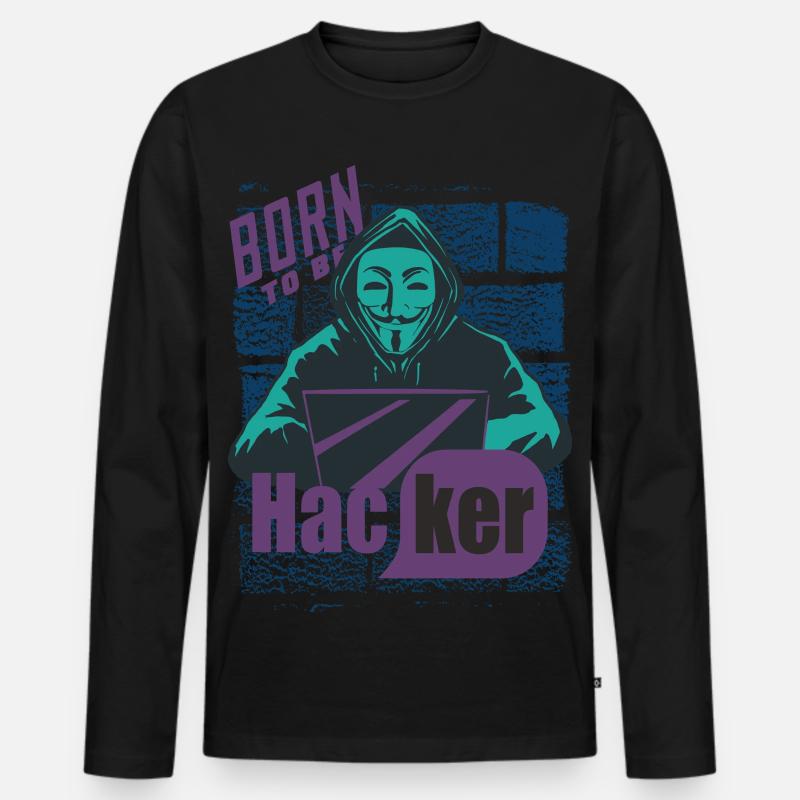 Hacker - Männer Premium Bio Langarmshirt - Schwarz